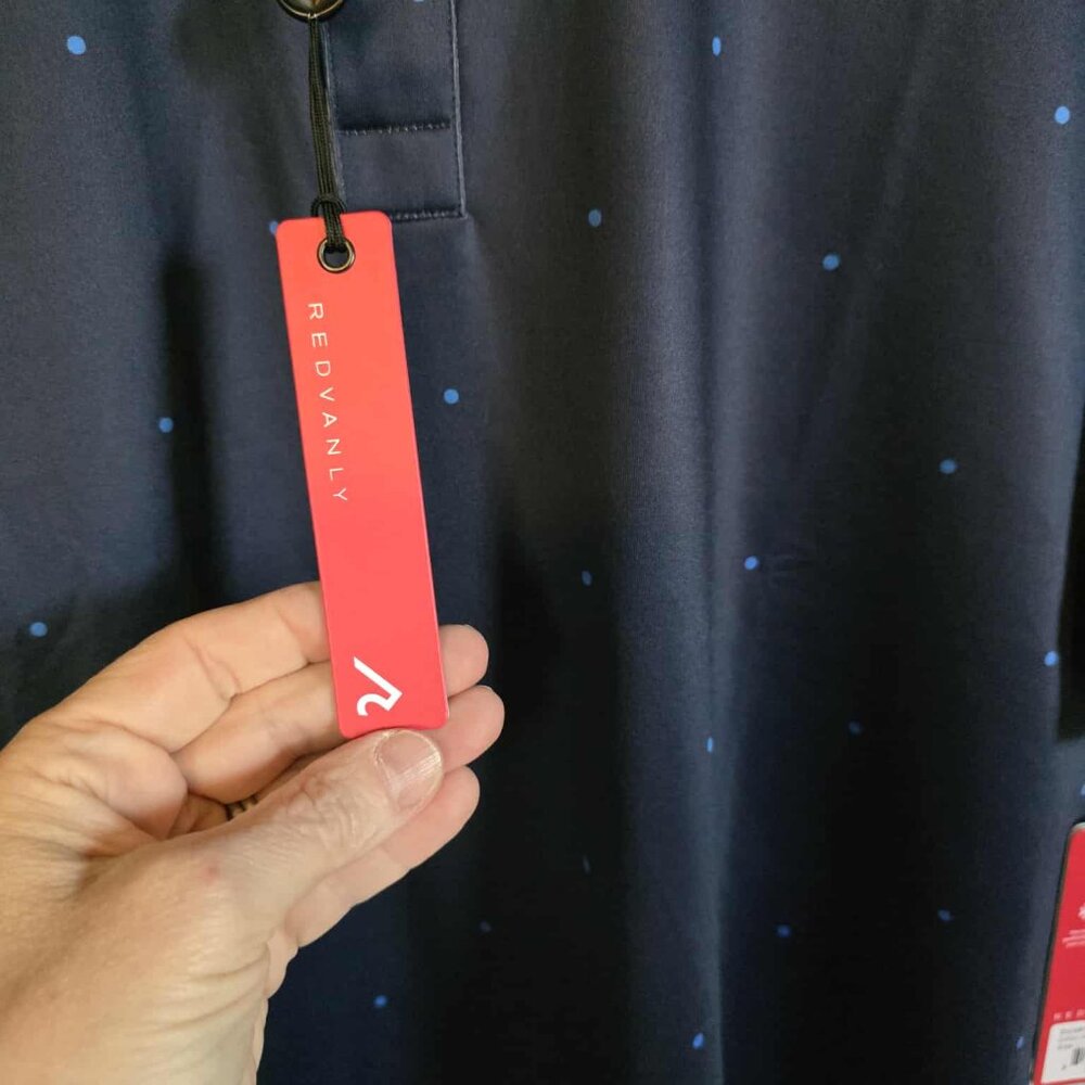NWT Redvanly Athletic Luxury Ramey Polka Dot Polo Dark Blue - Picture 7 of 8